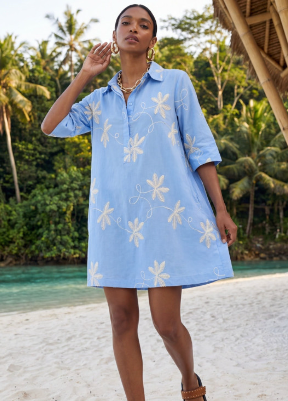 ROBE CHEMISE FLEURS BRODEE - Lola Casademunt